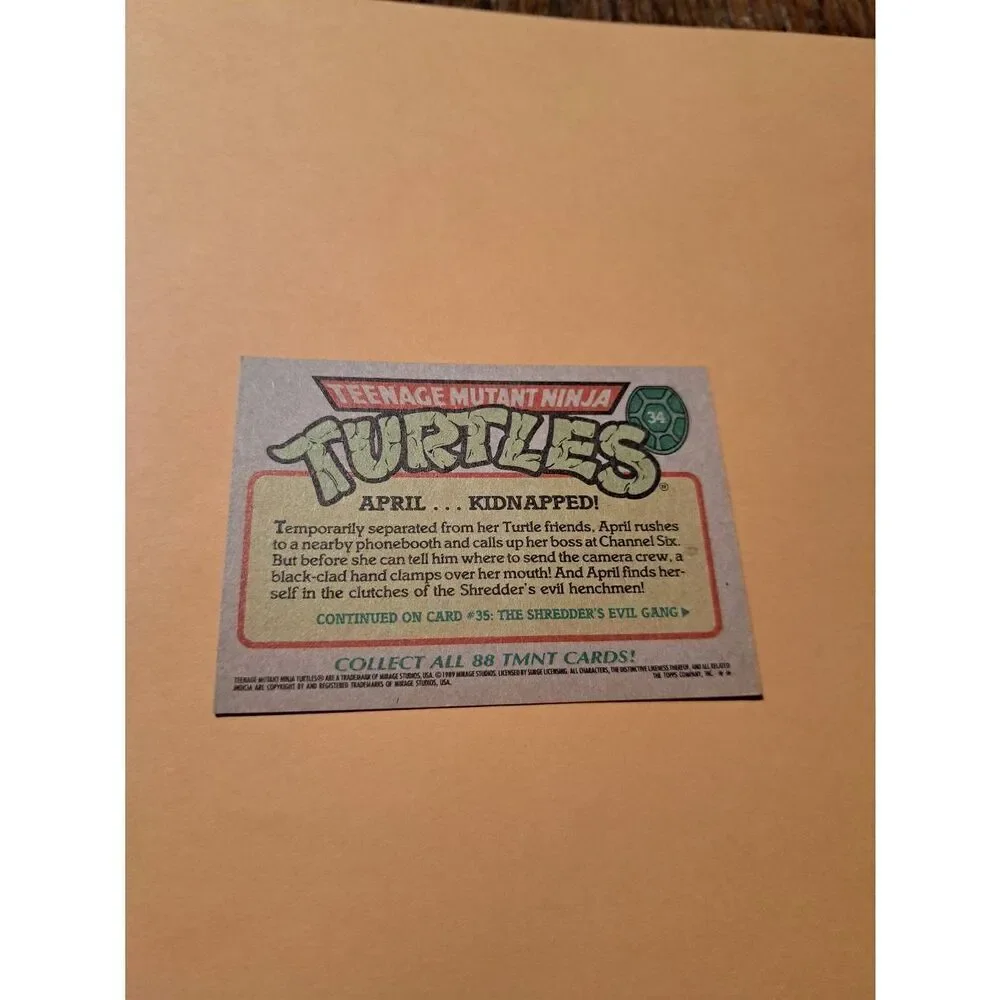 1989 Topps TMNT April Kidnapped Trading Card 34 Teenage Mutant Ninja Turtles